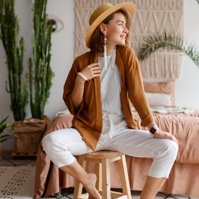 Woman on stool